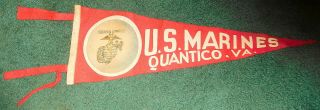 World War 1,  Wwii Era U.  S.  Marines Banner Flag Pennant Quantico Va Vintage