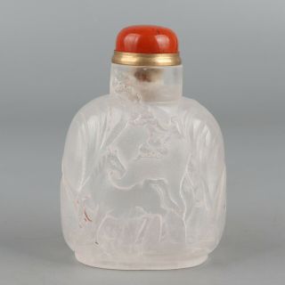 Chinese Exquisite Handmade Horse Old Man Crystal Snuff Bottle