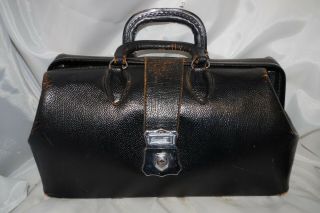 Antique Leather Doctor Bag Satchel Black Kruse 14 24 Top Grain Cowhide