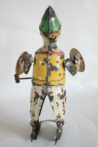 Antique Germany G.  STAUDT CLOWN PLAYING CYMBALS Hand Painted Tin Toy Gunthermann 3