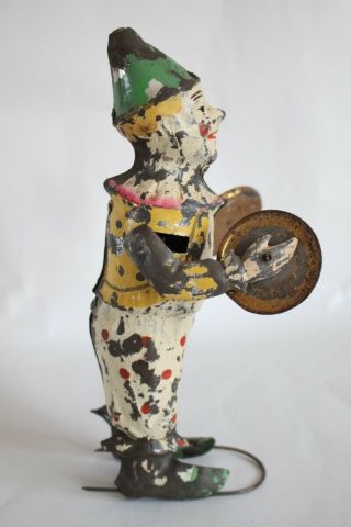 Antique Germany G.  STAUDT CLOWN PLAYING CYMBALS Hand Painted Tin Toy Gunthermann 4