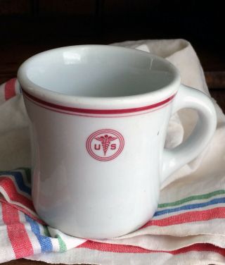 Vintage 1950 Us Army Medical Dept Diner Coffee Mug Shenango China Usa Red 3 1/2 "