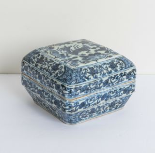 Chinese Antique/vintage Blue&white Porcelain Box