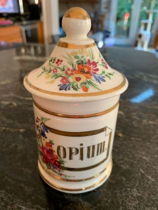 Vintage Porcelain Opium Apothecary Jar With Lid - Made In Japan