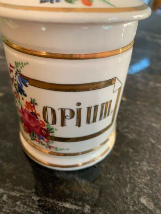 VINTAGE PORCELAIN Opium APOTHECARY JAR WITH LID - MADE IN JAPAN 3