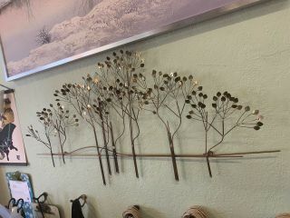 Mid Century Modern Curtis Jere Metal Wall Sculpture Elm Trees.  43” Signed