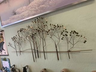 Mid Century Modern Curtis Jere Metal Wall Sculpture ELM TREES.  43” signed 2
