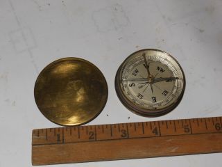 Small Very Old Antique Brass Compass European