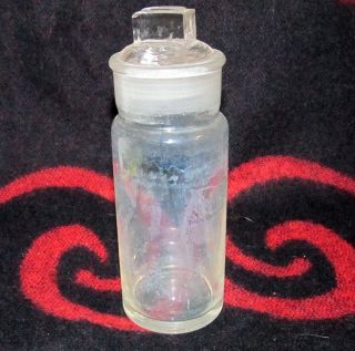 Vintage Medical/lab/science/apothecary Specimen 5 " Glass Jar & Lid W/hook J0135