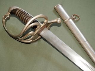 French Ww1 M - 1882 Infantry Officer Sword,  Scabbard Antique Vtg Epee Rare