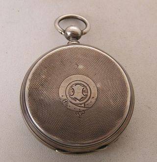 Rare 1800 ' s Fancy Engraved Chinese Duplex Silver Men ' s Pocket Watch O/F 49mm CF 6