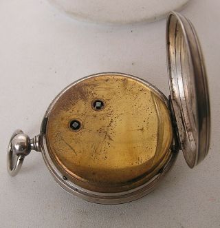 Rare 1800 ' s Fancy Engraved Chinese Duplex Silver Men ' s Pocket Watch O/F 49mm CF 7