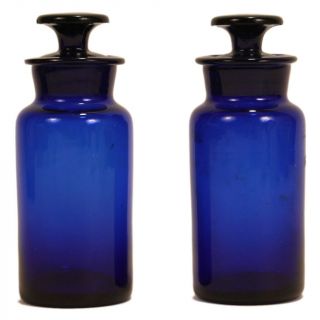 Antique Cobalt Blue Apothecary Bottles C.  1880s