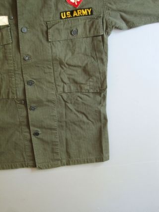40s WWII WW2 US Army Military Twill HBT Shirt Jacket Green 13 Star Button 38 10