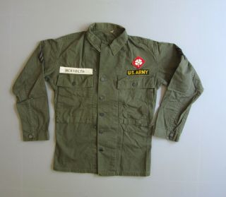 40s Wwii Ww2 Us Army Military Twill Hbt Shirt Jacket Green 13 Star Button 38