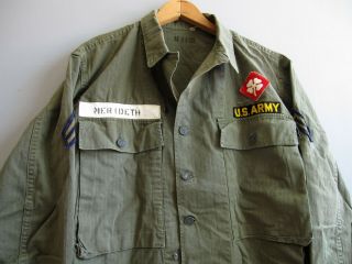 40s WWII WW2 US Army Military Twill HBT Shirt Jacket Green 13 Star Button 38 2