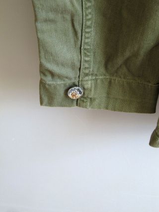 40s WWII WW2 US Army Military Twill HBT Shirt Jacket Green 13 Star Button 38 5