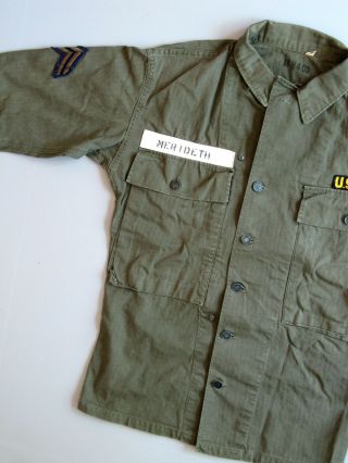 40s WWII WW2 US Army Military Twill HBT Shirt Jacket Green 13 Star Button 38 7