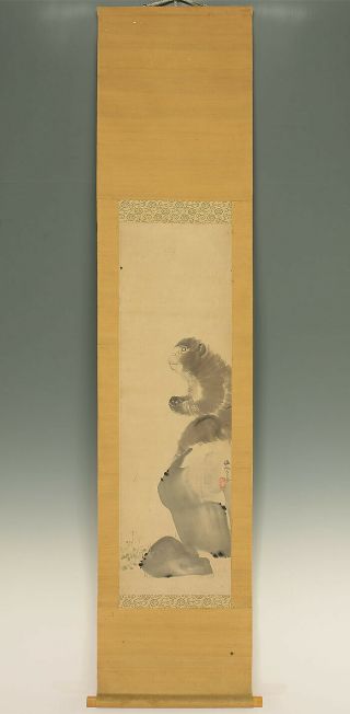掛軸1967 Japanese Hanging Scroll : Nagasawa Rosetsu " Monkey On Rock " @k482