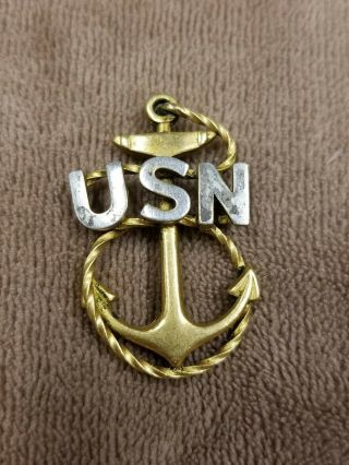 Stunning Ww1 Navy Cpo Cap Badge Silver & Gold Very Rare World War One Anchor 2