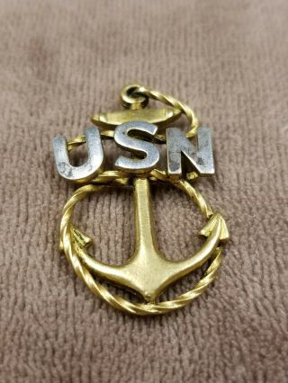 Stunning WW1 Navy CPO Cap Badge Silver & Gold Very Rare World War One Anchor 2 2