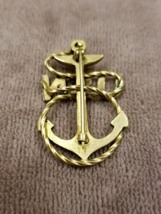 Stunning WW1 Navy CPO Cap Badge Silver & Gold Very Rare World War One Anchor 2 3