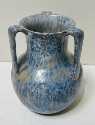 Ashby Guild Pottery Large 3 - Handle Vase Jug Antique Vintage Blue Mottled Glaze
