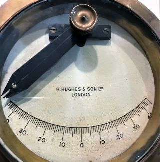 Rare Antique H.  Hughes & Son Ltd London Brass Ships Inclinometer