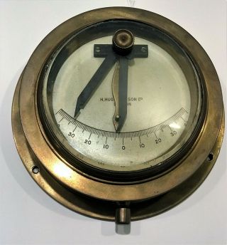 Rare Antique H.  Hughes & Son Ltd London Brass Ships Inclinometer 2