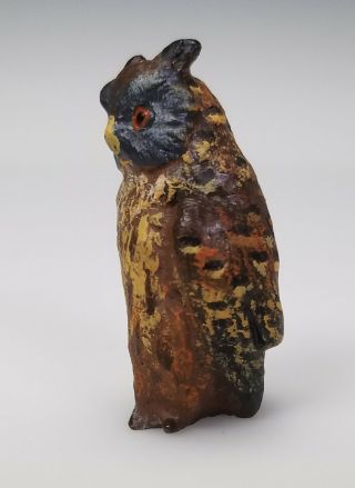 ANTIQUE VIENNA AUSTRIAN COLD - PAINTED BRONZE MINIATURE OWL BIRD FIGURES 12