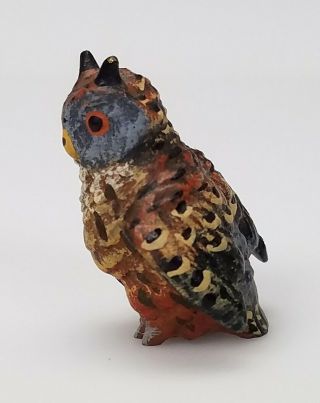 ANTIQUE VIENNA AUSTRIAN COLD - PAINTED BRONZE MINIATURE OWL BIRD FIGURES 6