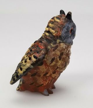 ANTIQUE VIENNA AUSTRIAN COLD - PAINTED BRONZE MINIATURE OWL BIRD FIGURES 8