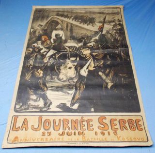 Lg 1916 Wwi War Poster Serbia Kosovo Battle Charles Fouqueray