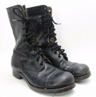 Vtg 1956 Black Leather Us Military Combat Boots Sz 10 W International Shoe Co