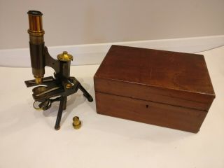Antique Vintage Brass Microscope By J Swift And Sons With Lenses & Case