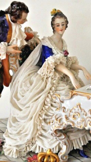 Antique Volkstedt Germany Dresden Lace Figurine 12 1/2 