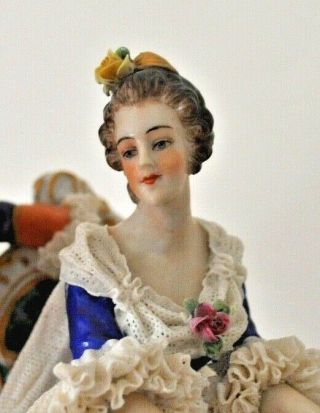 Antique Volkstedt Germany Dresden Lace Figurine 12 1/2 
