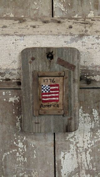 Early Primitive Handstitched Sampler Usa American Flag " 1776 "