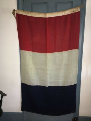 Vintage Red White Blue Wool Bunting Military Naval Wartime Signal Flag T