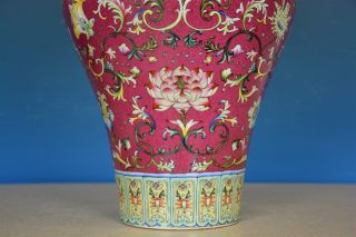 STUNNING ANTIQUE CHINESE FAMILLE ROSE PORCELAIN MEIPING VASE MARKED QIANLONG F89 4