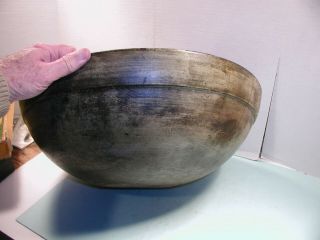 1800 ' s Large Dough Bowl with Remaining Green Paint 18 