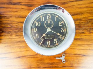 Vintage Ww2 Seth Thomas Mark I Deck Clock Brass Nickel Plated Us Navy 1940
