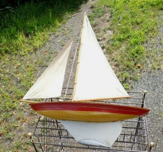 Vintage Wood 22 " Pond Boat Made In Scotland Ailsa Yacht Sails