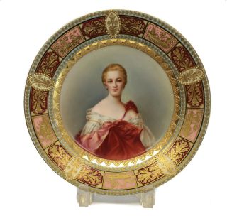 Royal Vienna Hand Painted Porcelain Cabinet Plate Of A Beauty,  Circa 1900