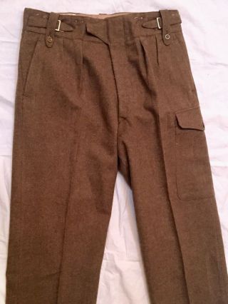 Vintage Wwii British Army 1949 Wool Battle Dress Trousers Size 4,