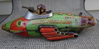 Rare 1927 Marx Buck Rogers Rocket Police Patrol Tin Litho Wind - Up Toy Runs Well