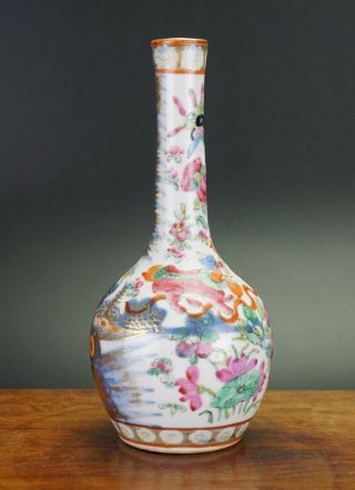 Antique Chinese Porcelain Canton Famille Rose Blue and White Vase 19th C QING 2