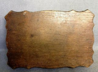 Antique french card game box 19th century wood hunting ornament brass copper 8