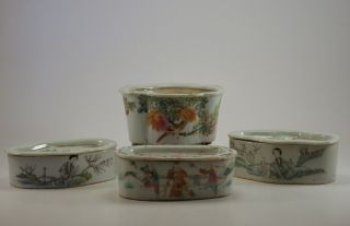 Group Of Chinese Antique Porcelain Jardinere And Boxes - Late Qing 19th Republic