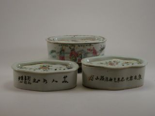 Group Of Chinese Antique Porcelain Jardinere and Boxes - Late Qing 19th Republic 3